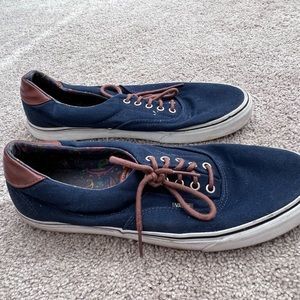 Navy blue&brown leather vans size 13